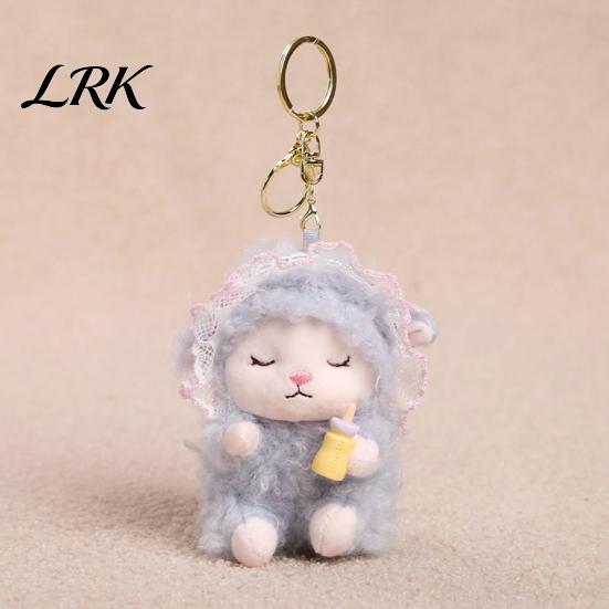 Lightweight Keychain For Backpack Plush Seated Sheep Pendant with Metal Ring for Stylish Key Keys, Soft Cute Lamb Keychain, Stuffed Animal Bag Charms