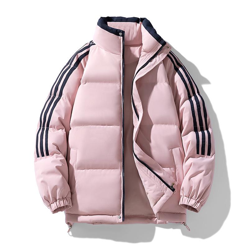 Cotton Suits Men and Women Same Style Stand Collar Loose Cotton Coat Warm Couple Striped Bread Suit Cotton Jacket