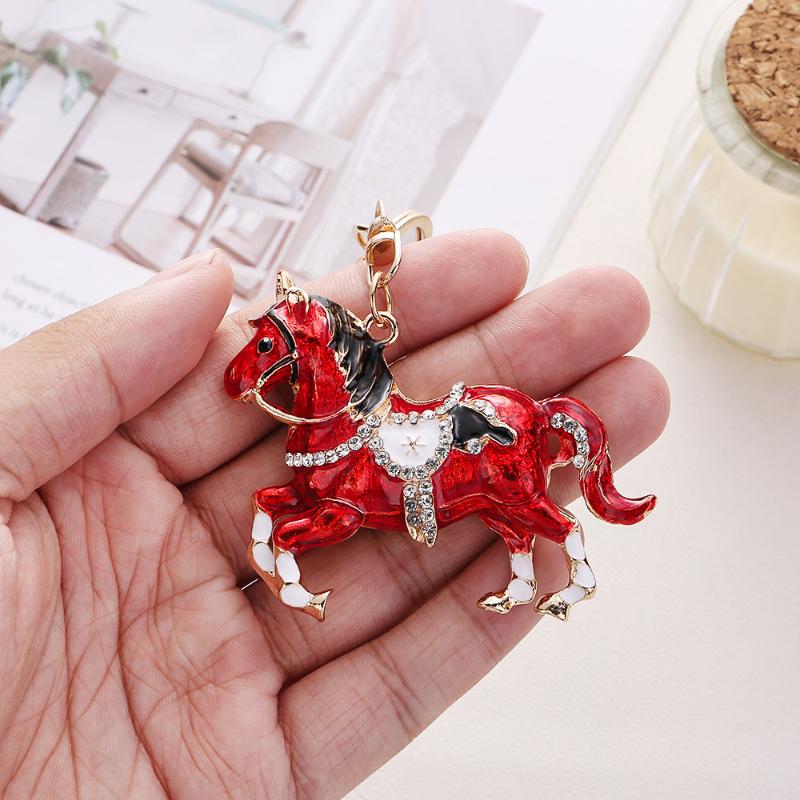 1PC Cute Souvenirs Brightly Convenient Zinc Alloy Backpacks Horse Keychain Practicality Rhinestone Gift Decorative Handbags