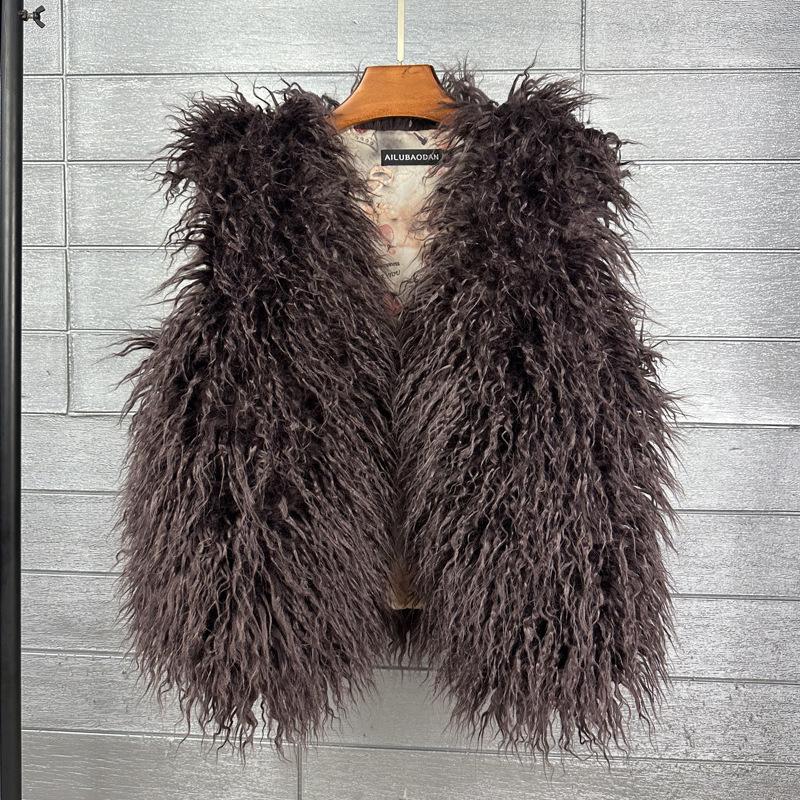 Autumn Winter Eco-Friendly Fur Women's Vest Artificial Fur Lamb Wool Warm Sleeveless Coat Clothing