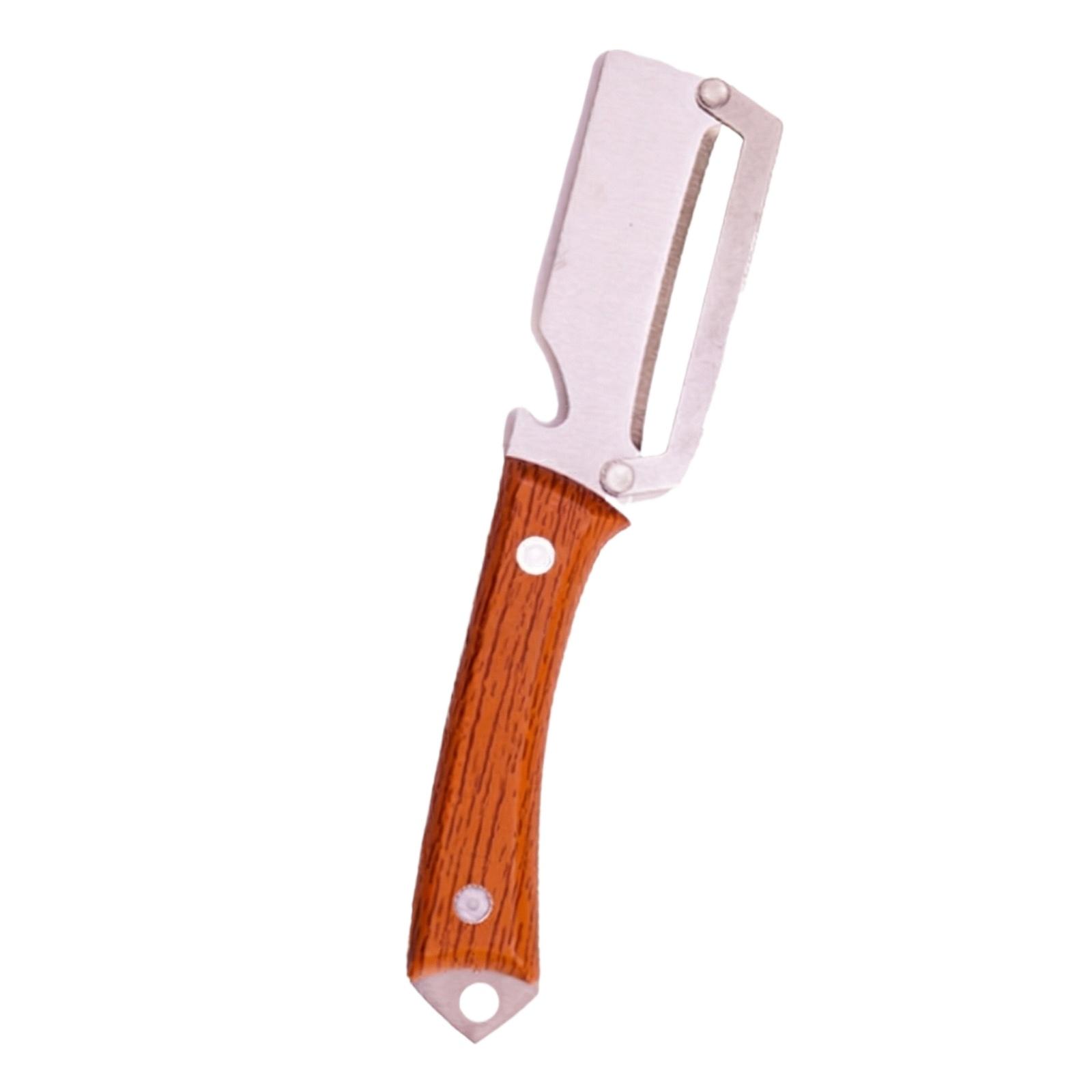 

Multifunctional Kitchen Peeler Stainless Steel Blade with Ergonomic Wooden Handle for Potatoes Carrots Cucumbers Fruits Vegetables Peeling Tool One Size
