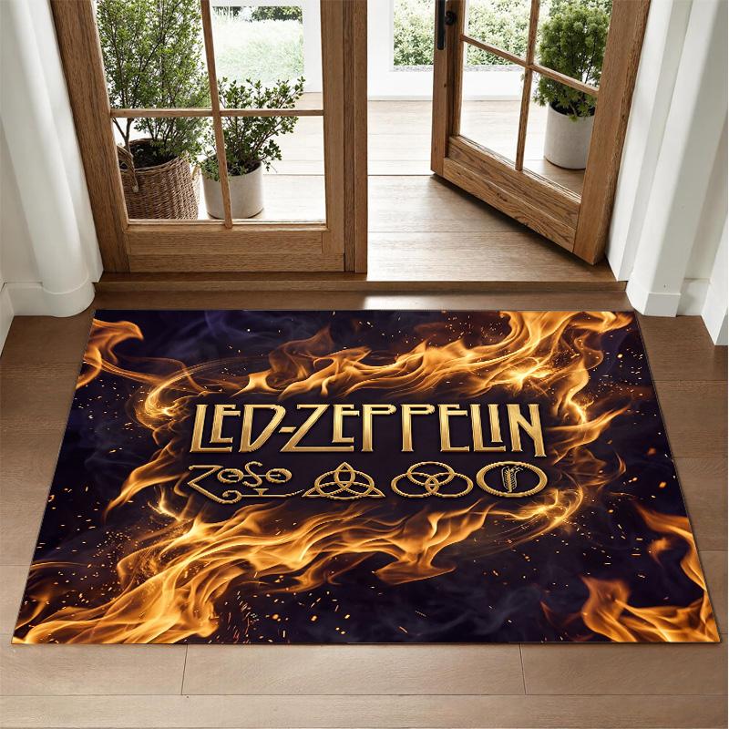 Led Zeppelin Design Crystal Velvet Rug Soft Decorative Mat for Bedroom Entrance