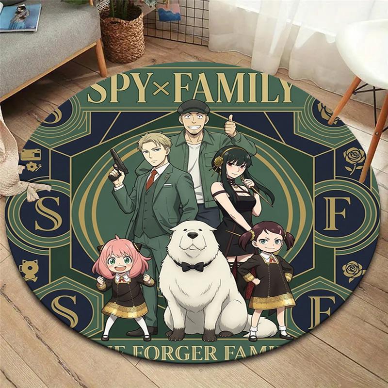 Spy Family Round Area Rug Carpet Rug For Living Room Bedroom Sofa Playroom Decor Nonslip Floor Mat