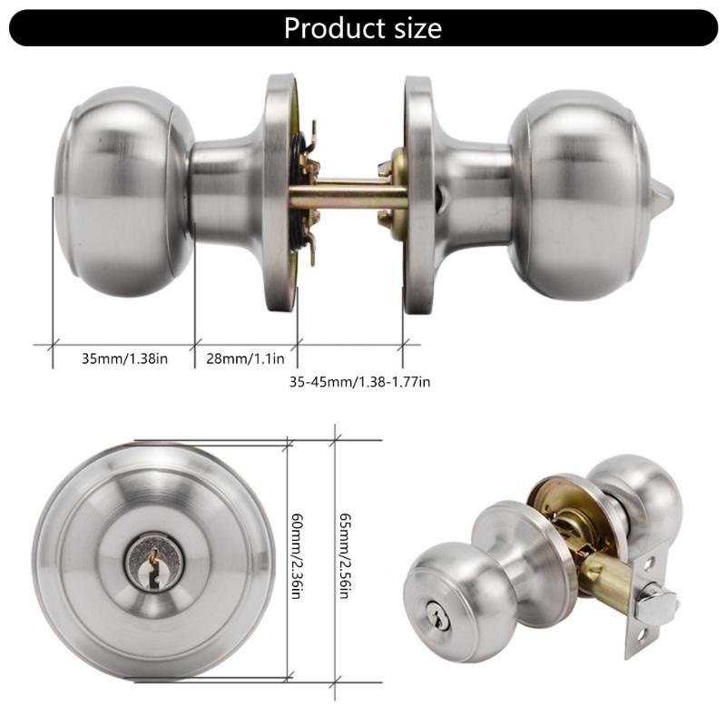 Round Shaped Entrance Lock Doorknob Zinc Alloy Door Knobs Knobset Metal Handle Knob with Key Interior Door Handles