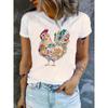 Funny Chicken In Red Heels Graphic T-Shirt Women’s Short Sleeve Humorous Farm Animal Print Top for Daily