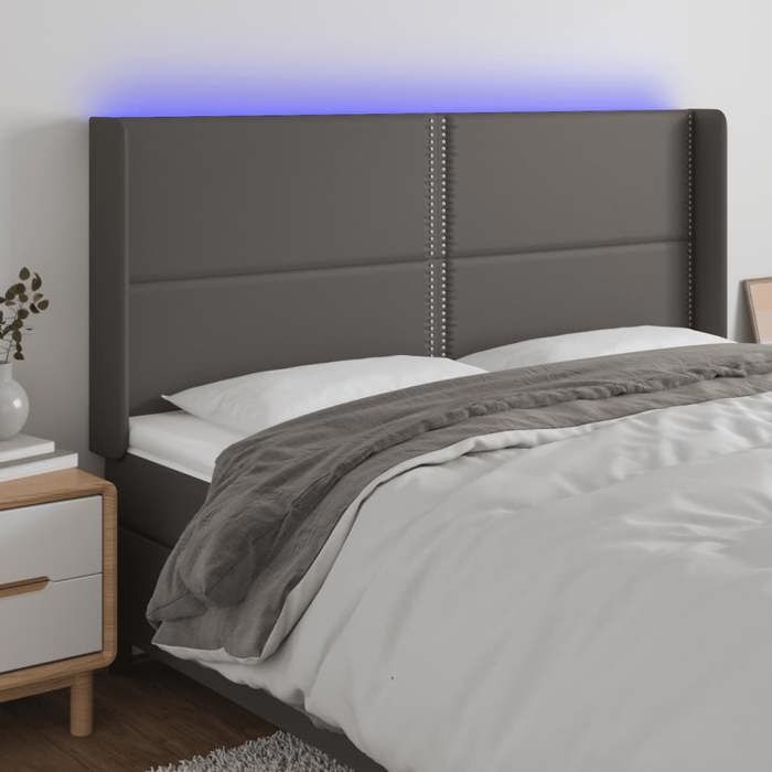 VidaXL Tête de Lit à LED Meuble de Chambre à Coucher Accessoire de Lit Double Tête de Cadre de Lit Intérieur Gris 3124014