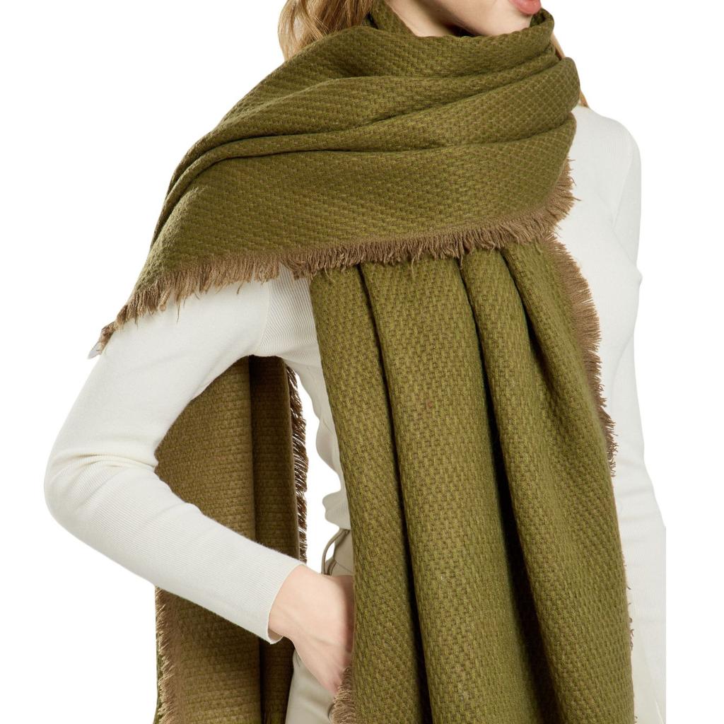 Winter imitation cashmere thickened warm scarf women's wear dual-purpose versatile skin-friendly and comfortable widened plaid fringed scarf