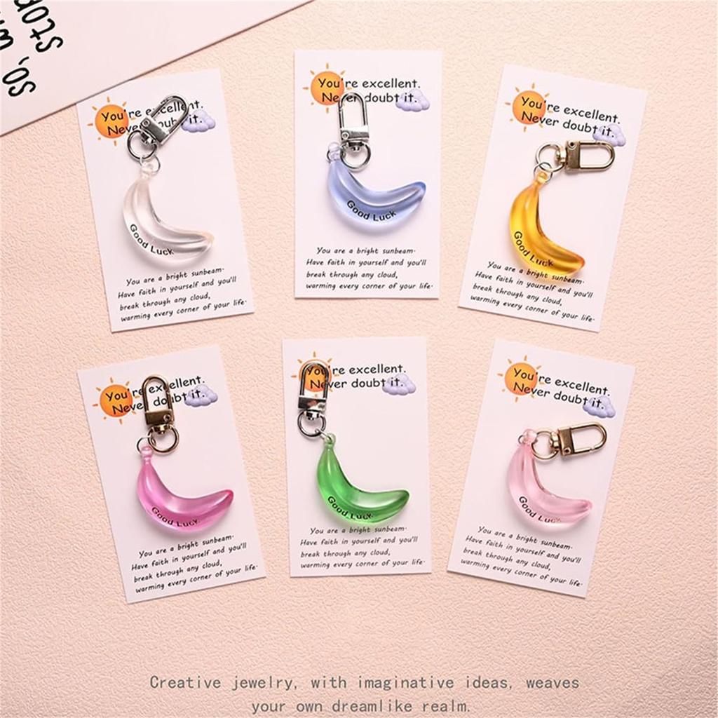 LUCK Banana Keychain Transparent Banana Keychain With Greeting Card Back To School Motivational Gift For Student