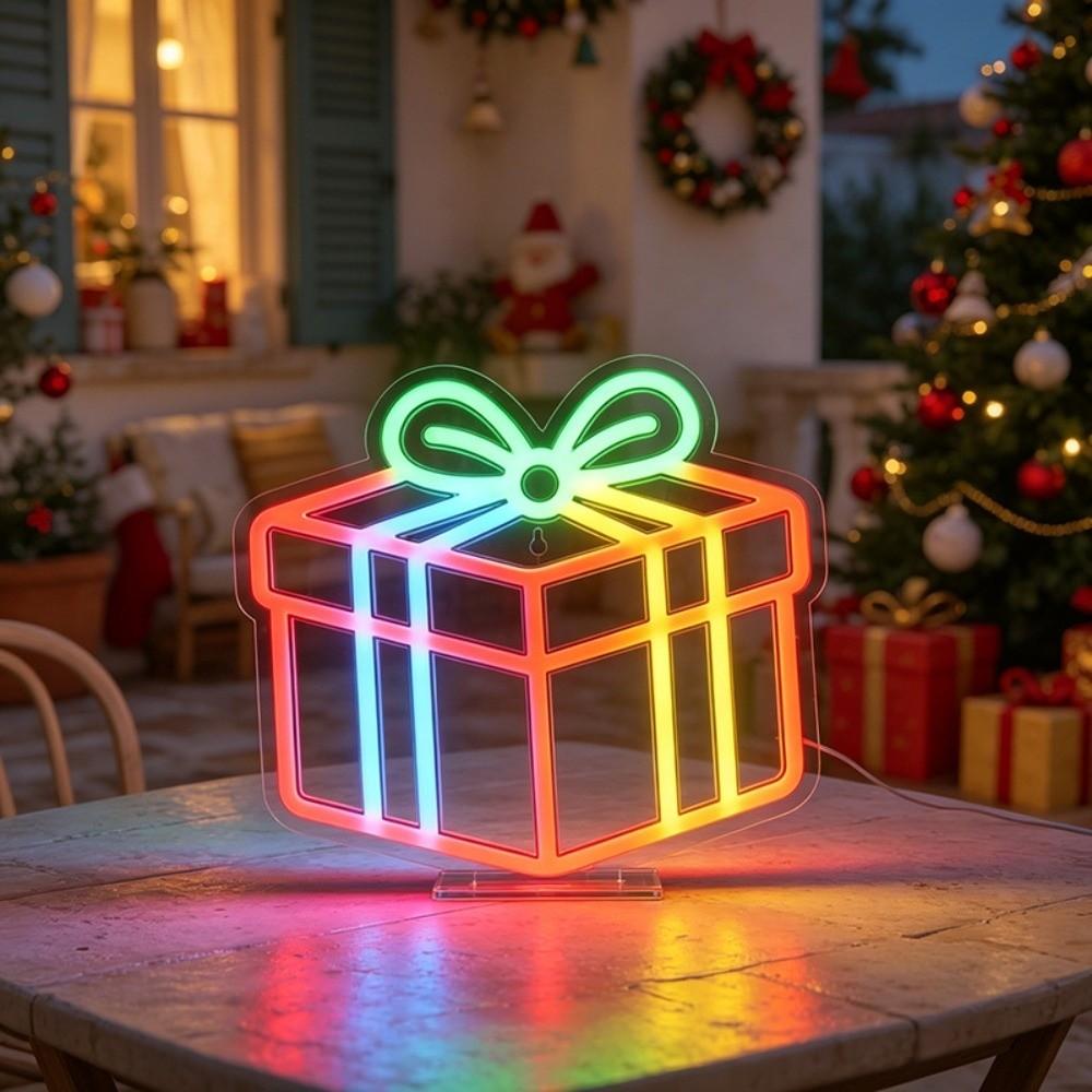 Luminous Christmas Neon Sign USB-powered Xmas Shaped Light Atmosphere Signboard  Camper