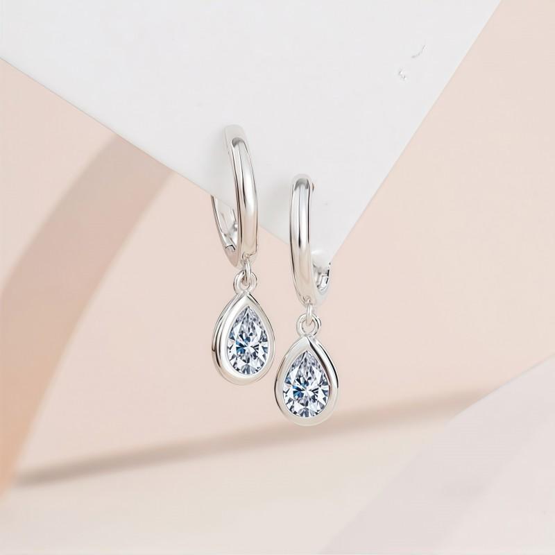 Sterling Drop Earrings Women With Moissanite Stones Elegant Geometric Waterdrop Studs Hypoallergenic Post 925 Sterling Silver
