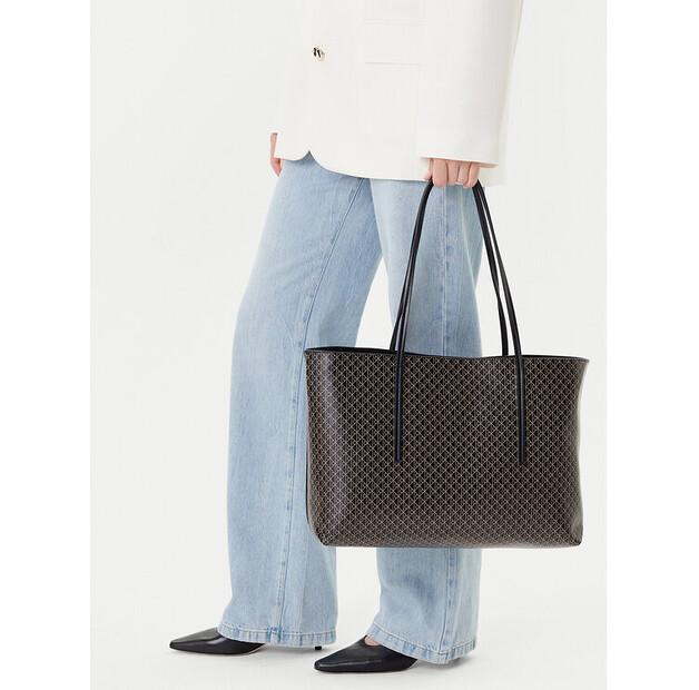 Handbag Calvin Klein Emblem Aop Tote W Pouch LV04F3266G Black