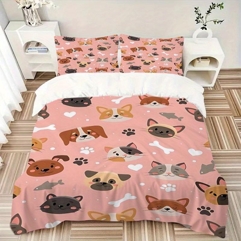 3pcs Cute Animals Bedding Set, Suitable for Bedroom Decoration, (Includes 1 Duvet Cover And 2 Pillowcases, Quilt Not Included) Yy250822153