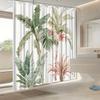 Tropischer Botanischer Duschvorhang, Lebendiger Palmenblätter & Blumen-Druck, Lichtbeständig, Ganzjahres-Badezimmer-Dekor