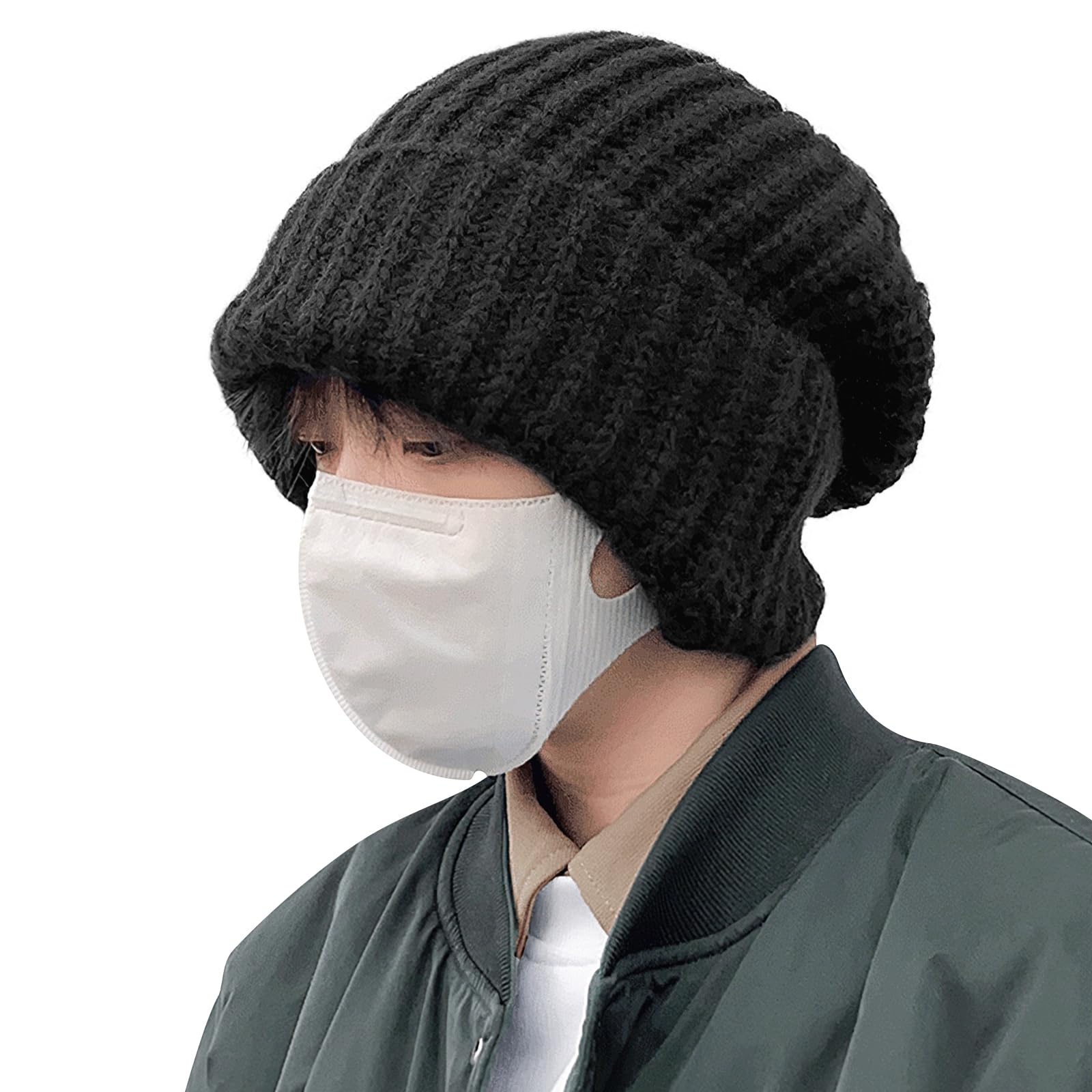 

MOWO Зимняя вязаная шапка Максимальная и для холодной погоды Вязаная шапка-бини Идеально подходит для улицы и Одна мужская [Большой размер, Тепло, Модная] Шапка, Теплая, Ветрозащитная, чёрный