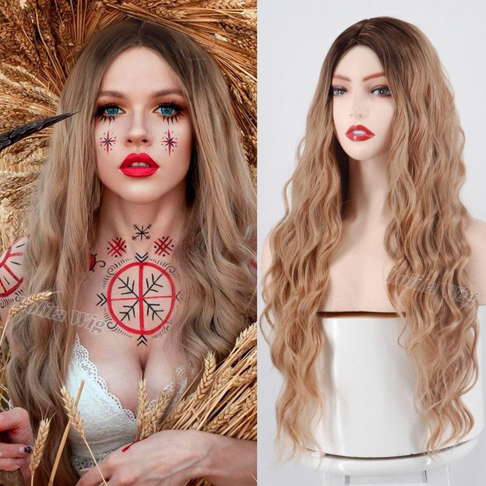 XINRAN Peruci coafura cu val lung, portocaliu mijlociu, negru, perucă din fibre sintetice rezistente la căldură pentru femei Cosplay