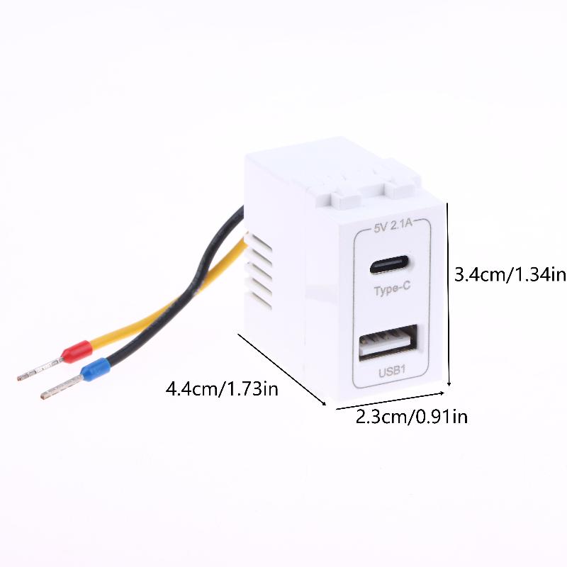 1/2Pcs Usb+Type C Dual Port Power Module Dc5V 2.1A Charging Socket Transformer Charging Power Switching Adapter Type 128