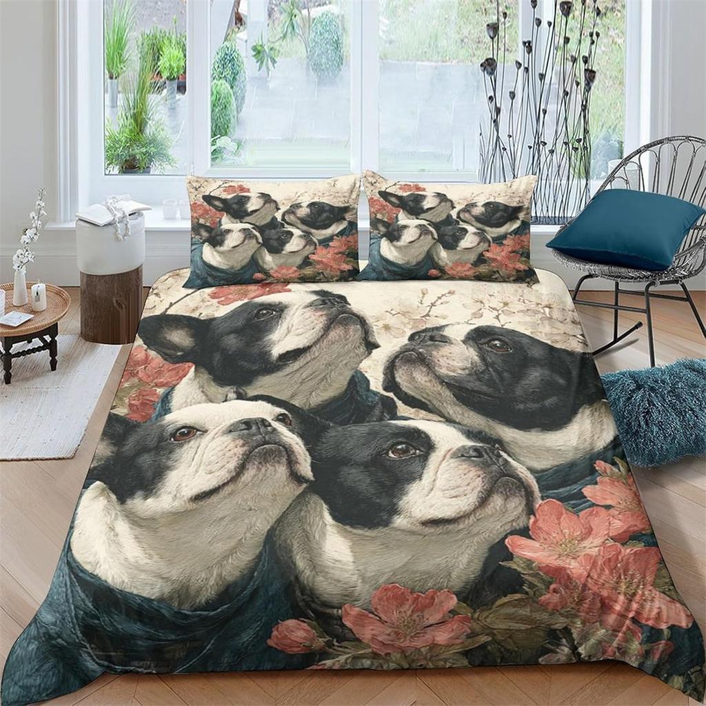 Animal French Bulldog Bedding Set Print Single/Twin/Full/Queen/King Size For Adult Bedroom Duvetcover Sets Animal Boy Gift