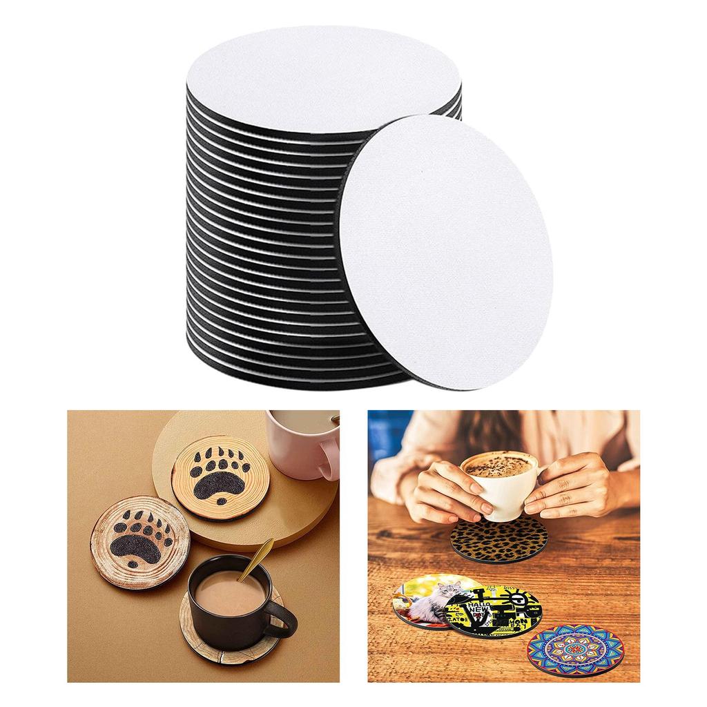 20 Pieces 4 Inch Sublimation Blank Cup Coasters Blank Cup Mat Transfer Blank Coasters Round Neoprene Coasters