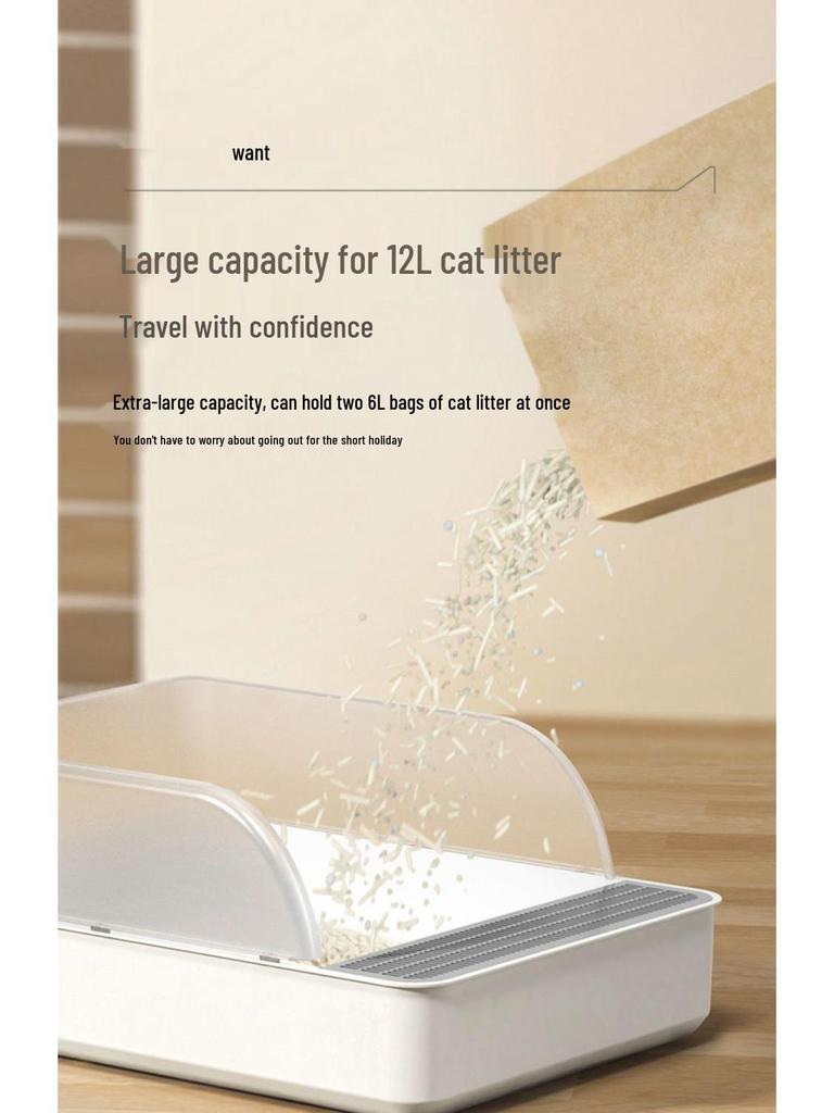 Extra Large Odor-Proof Cat Litter Box & Semi-Enclosed Anti-Splash Bed
