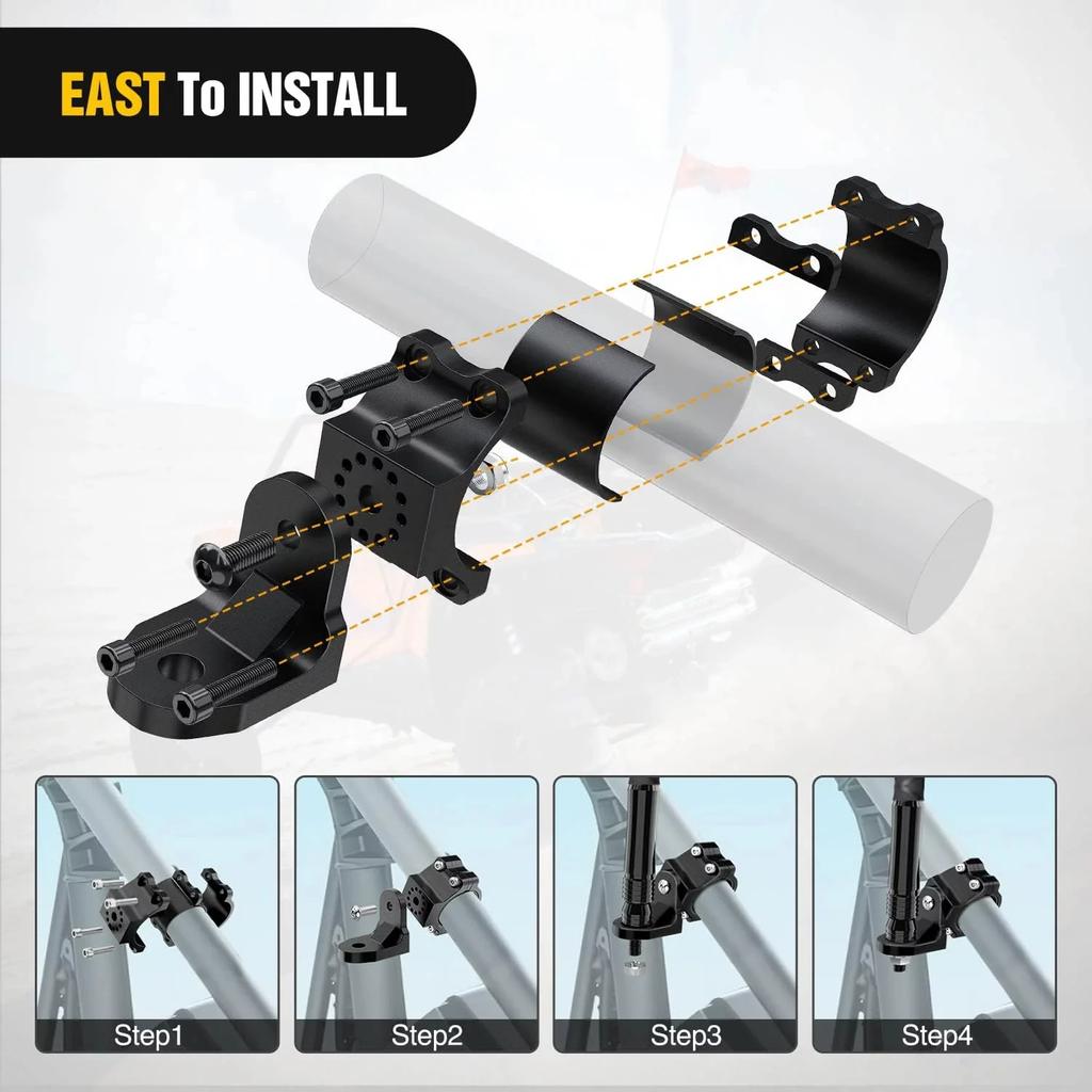 1/2pcs UTV LED Whip Light Mounts UTV Flag Mount Led Antenna Brackets For ATV Roll Bar Cage RZR 900 1000 XP PRO Commander