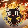 Cute Black Cat Wind Spinner Outdoor Decorative Kinetic Yard Art Hanging Wind Chime for Halloween Christmas Thanksgiving Durable Metal Garden Decor