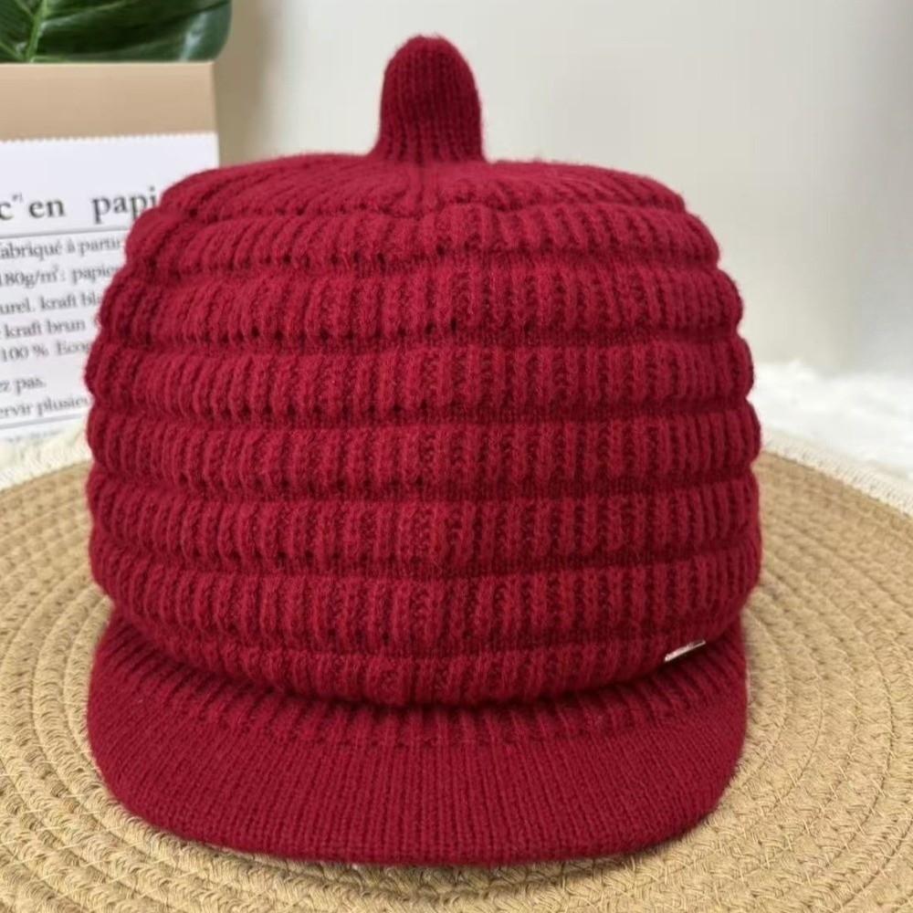 Solid Color Beanie Cap Wool Snow Ski Caps Fashion Newsboy Beret  Winter