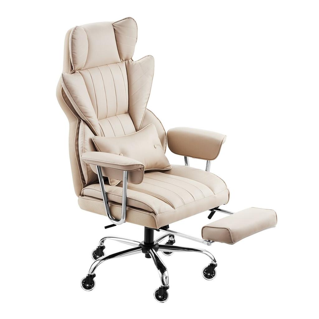 Executive Office Chair High Back Chair Footrest & Removable Armrests Brown