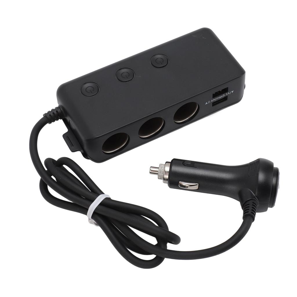 Cigarette Lighter Adapter 3 Socket 3 USB QC3.0 Multifunction Car Cigarette Lighter Splitter Power Adapter Outlet DC