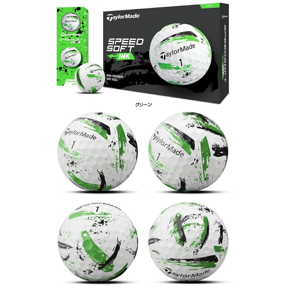 TaylorMade Golf Ball SpeedSoft INK Green TMJ24 SpeedSoft INK Green 2024 Model Our Original Wood Tee (2 Dozen, Green)