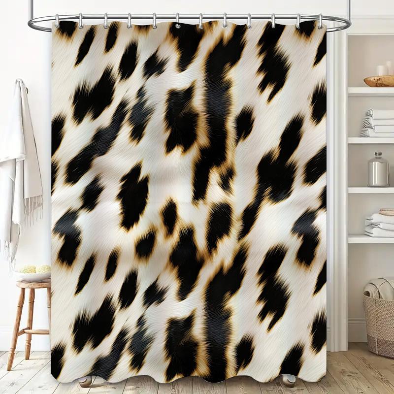 Animal Print Shower Curtain Black White Faux Fur Pattern For Bathroom Decor 72 X 72 Inches Modern Design Home Accessories