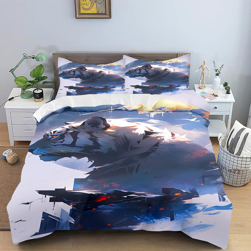 Cartoon Tiger Quilt Cover Cute Anime Full Skin Friendly  Breathable Cute Printed Bedding Warm Bedding