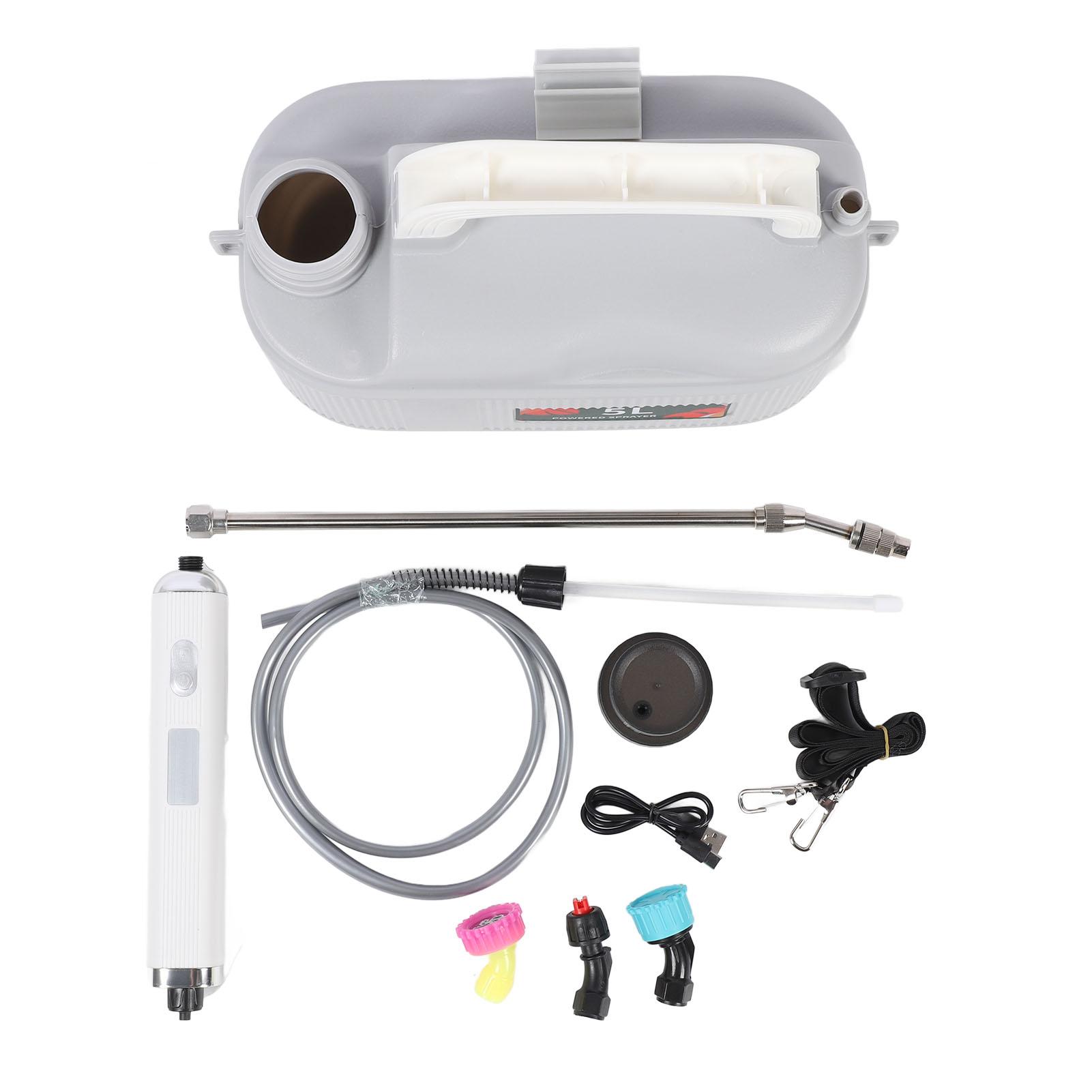 

Электрический садовый опрыскиватель 3,7 В 5 л 2000 мАч с защитой от протечек и аккумуляторной батареей с телескопической трубкой белый