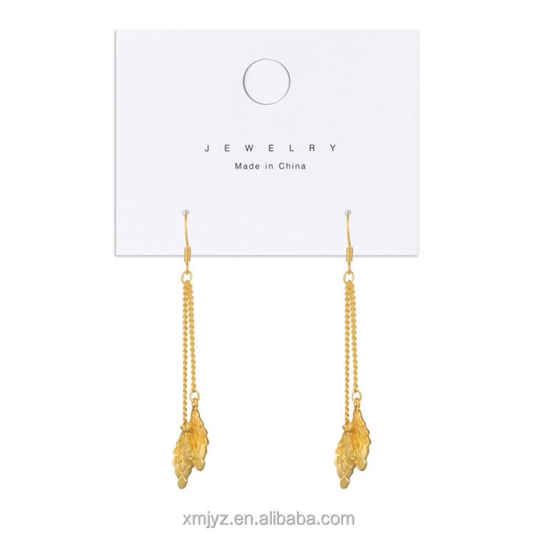 Gold Plated Cross-Border New Korean Fashion Trendy Earrings Long Tassel Leaf Female Earrings Jewelry