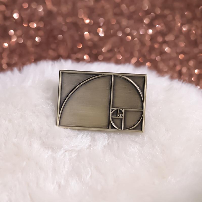 Creative Alloy Fashionable Fibonacci Brooch Pin Unique Geometric Design For Everyone