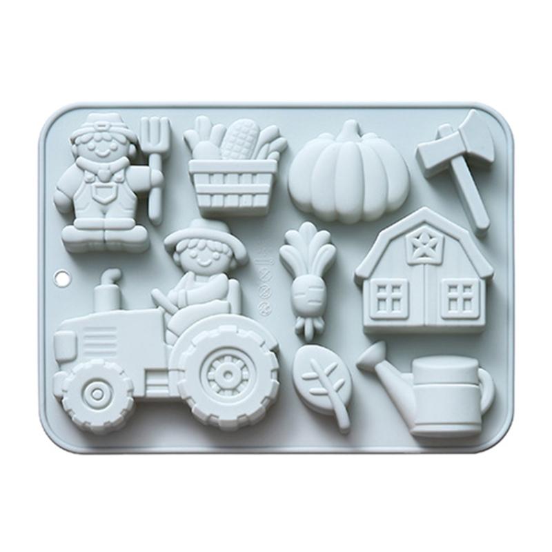 Reusable Food Grade Silicone Baking Molds 9 Farm Animal Vegetable Designs Mould For Cakes Candies Crafts