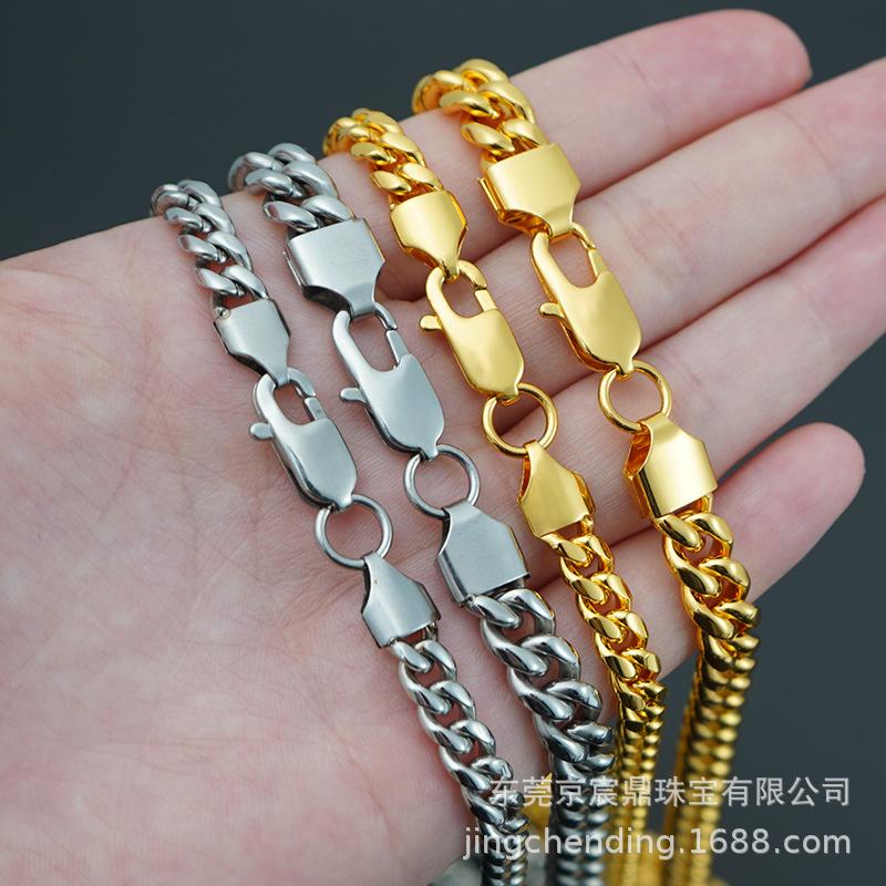 Unisex European & American Style Stainless Steel Cuban Link Chain Necklace with Day-Character Pendant, 6/8/10/12mm Wide.