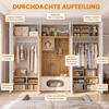 Wardrobe Set, Pet Cabinet, 270 x 50 x 200 cm, with Clothes Rail and Cat Climbing Wall, for Bedroom, Living Room and Hallway, White+Wood Look