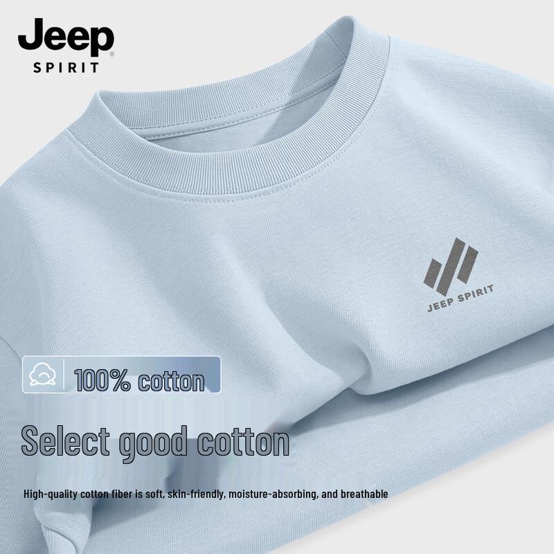 JEEP SPIRIT Men s 2026 Summer Pure Cotton Loose Fit T-Shirt XL