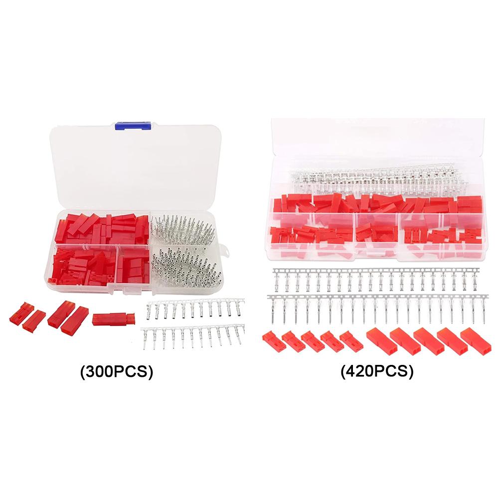 300/420Pcs JST SYP 2 Pin 2.54 MM Adapter Cable Terminal Socket Male Female Housing Connector Female Male Red Plug Terminal Kit