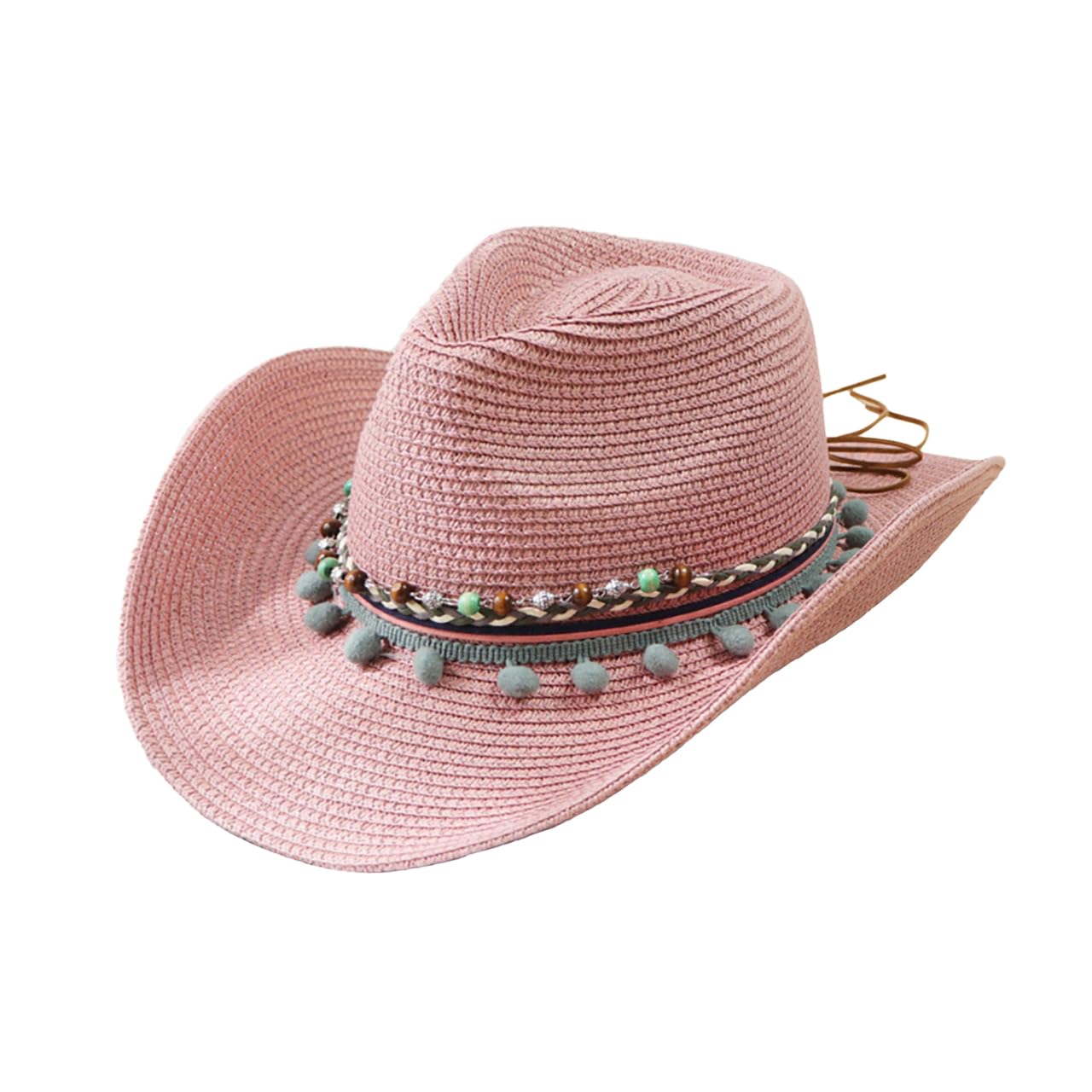 

One Limitation Western Straw Hat with Ethnic Design for and CP918 Summer, Men s Women s, (Pink) розовый
