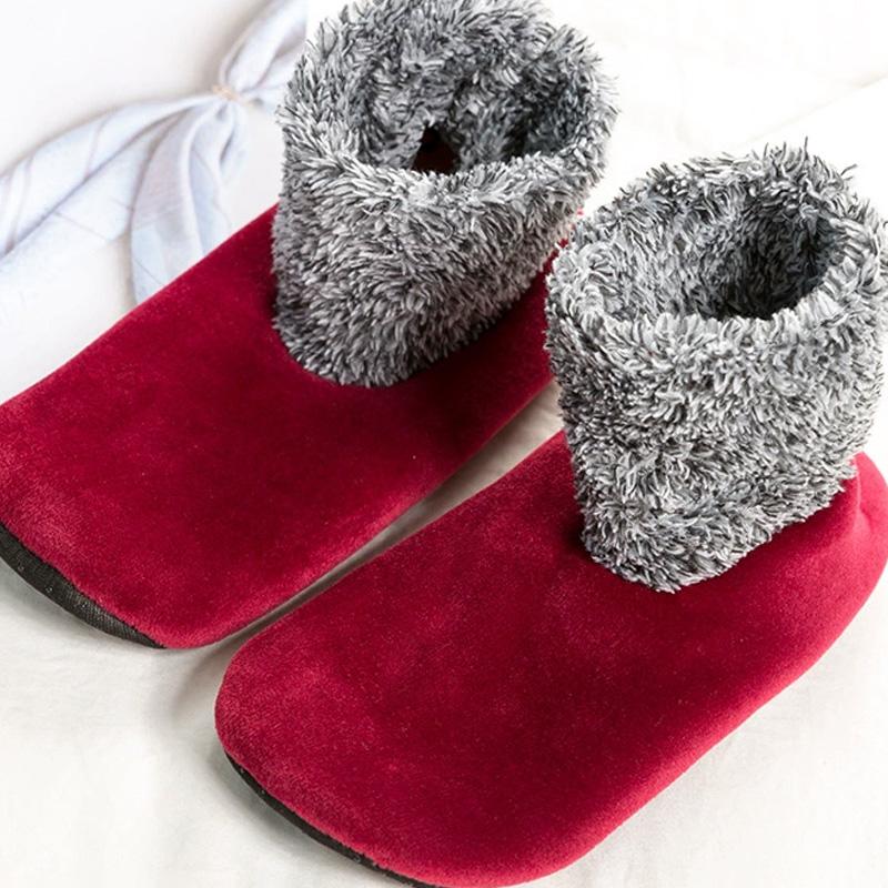 1 Paar Hausschuhe Socken Thermisch Weich Plüsch Winter Bodensocken Hoher Schaft Anti-Rutsch-Sohlen Dick