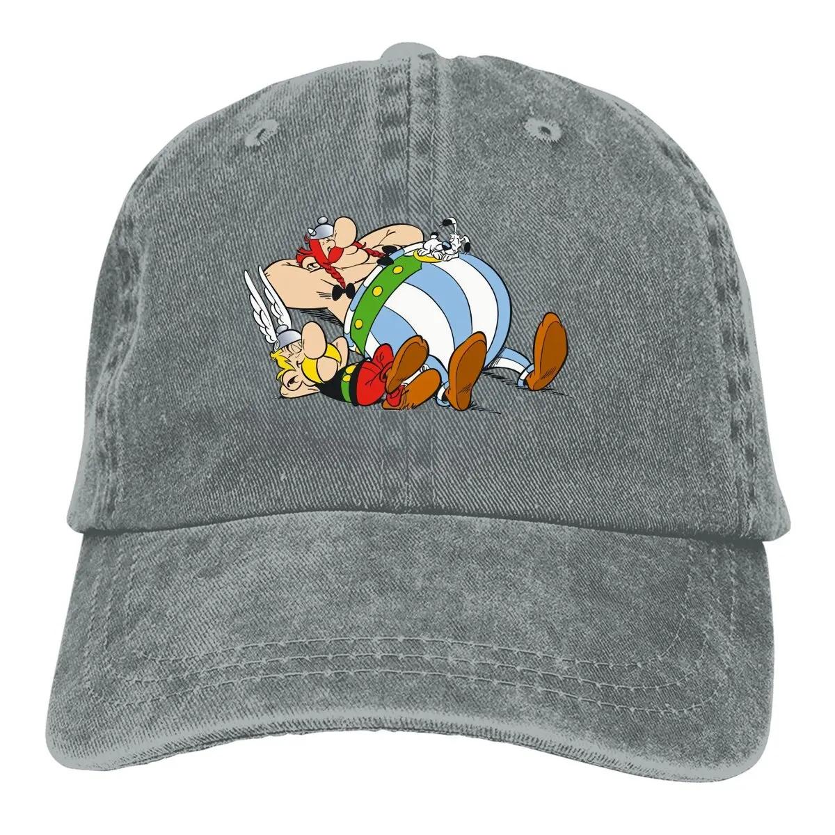 Washed Men s Baseball Cap Sleep Trucker Snapback Caps Dad Hat Asterix and Obelix Golf Hats One Size