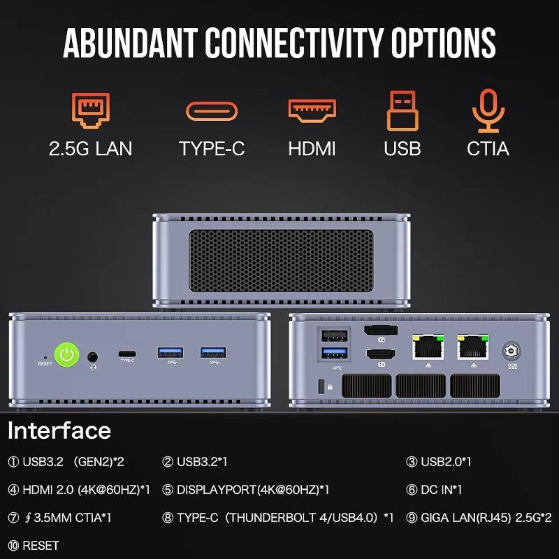 GMKtec K6 Mini PC AMD R7-7840HS 8C/16T 16 GB RAM 512 GB PCIe 4.0 SSD Mini komputer stacjonarny Windows 11 Pro WiFi 6E/BTstimule Type-C