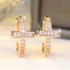 Elegant Female White Stone Cross Hoop Earrings Trendy Fashion Gold Color Wedding Jewelry For Women