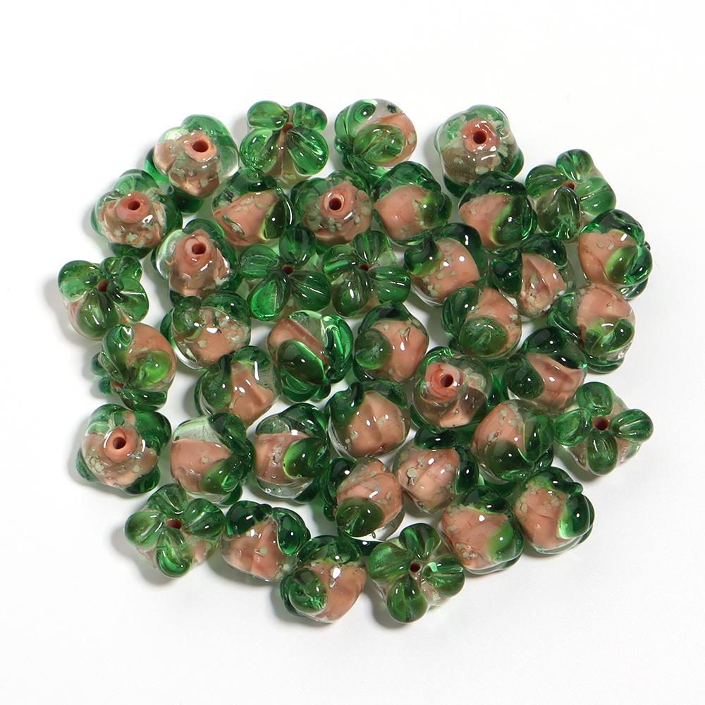 10pcs 11x13mm Luminous Lampwork Persimmon Beads Glass Loose Beads For Jewelry Making DIY Bracelets Phone Key Chain Accessories