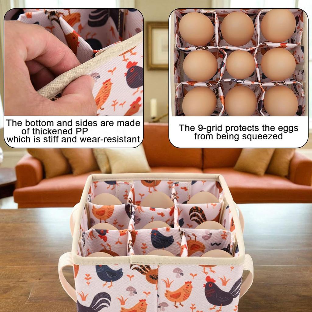 Multipurpose Net Eggs Container With 9 Sections For Farm Gathered Eggs Vegetables And Fruits Storage