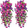 1-10pcs UV-Resistant Artificial Morning Glory & Eucalyptus Hanging Decor- Perfect for Home, Garden, Weddings | Versatile Outdoor