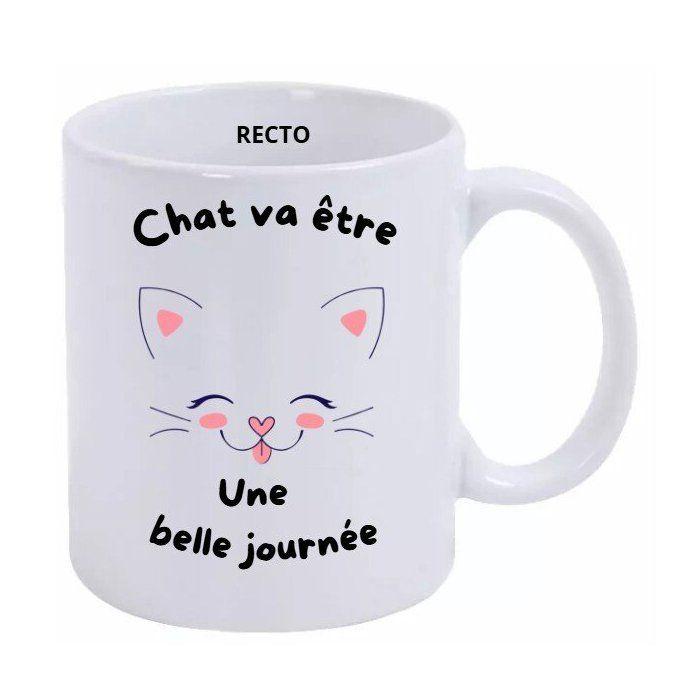 Mug - Céramique - Chat va être une belle journée - 325 ml - Compatible Micro-onde - Lave-Vaisselle