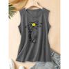 2026 Vintage Pickleball Daisy Racket Print Women Single Strap Sleeveless Vest Round Neck Daily Commute Spring Summer Autumn Tank Top