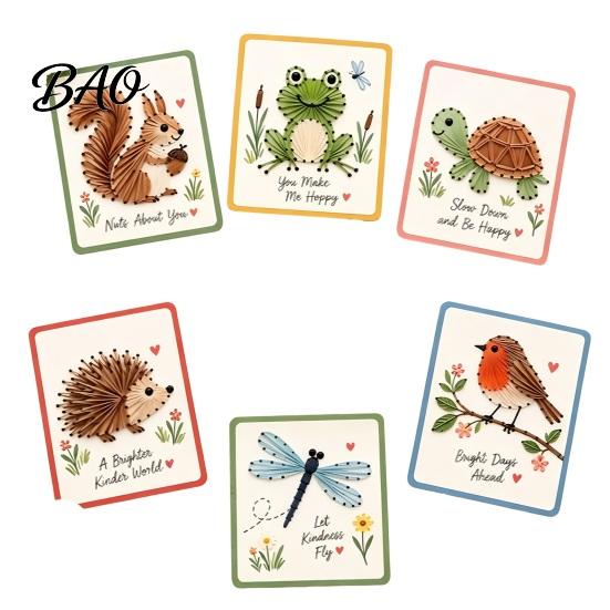 Needle And Thread Crafts Garden Animal Stitching Card Kit, DIY Stitch by Family Crafting Kits Hand, Embroidery Greeting Kit for Adults Beginners